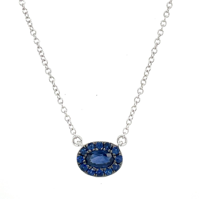 14K WHITE GOLD SAPPHIRE NECKLACE