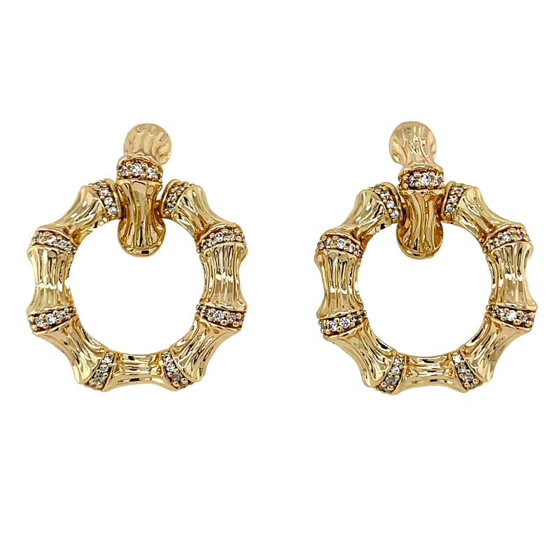 YELLOW GOLD PLATED MIXED METAL EARRINGS