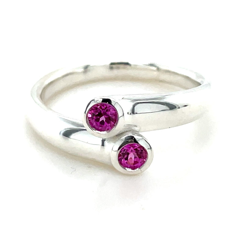 STERLING SILVER PINK SAPPHIRE RING
