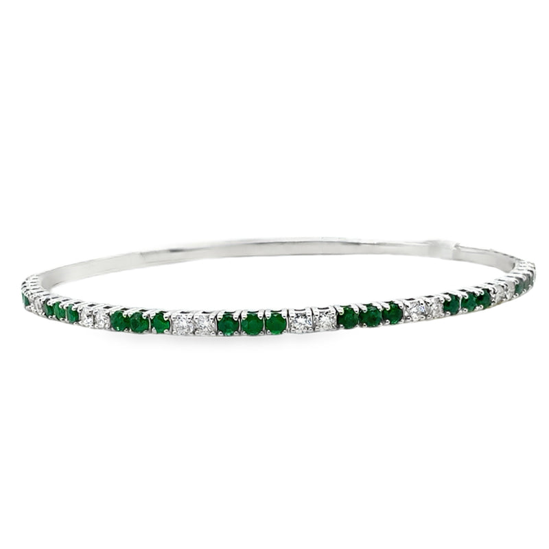 14K WHITE GOLD EMERALD AND DIAMOND BRACELET  #240-00088