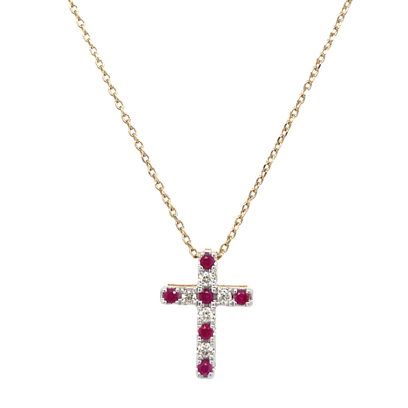 14K YELLOW GOLD RUBY AND DIAMOND NECKLACE