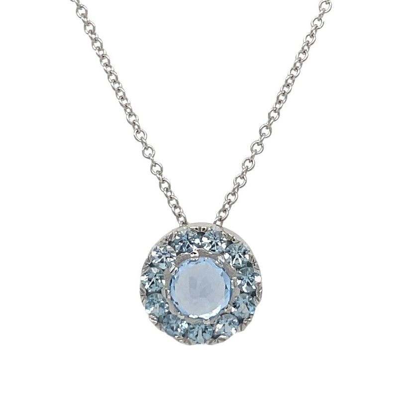 14K WHITE GOLD AQUAMARINE NECKLACE