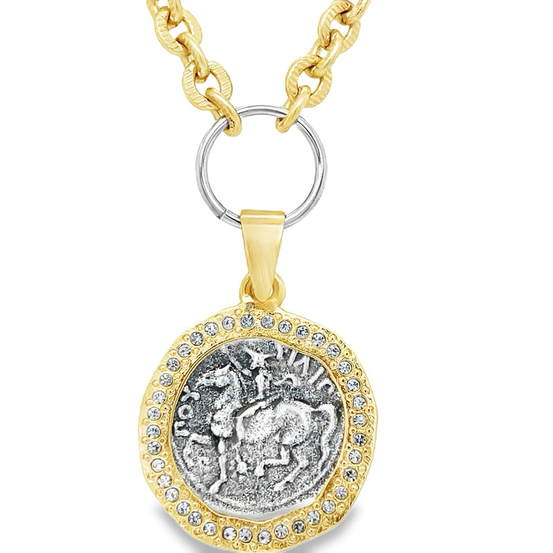 SILVER PLATE AND GOLD PLATED BRASS NECKLACE  #805-00597