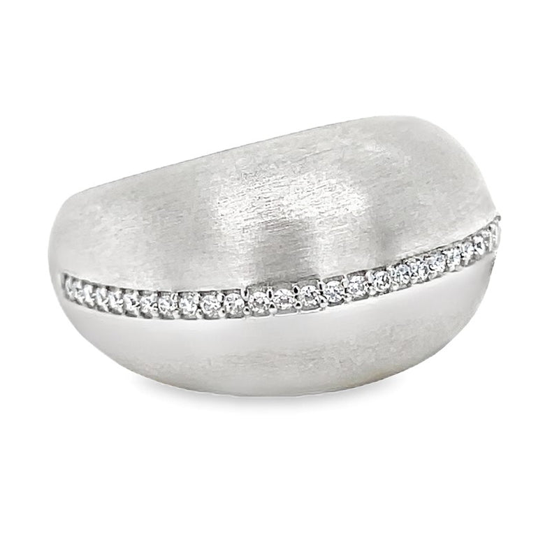 RHODIUM PLATED BRASS WHITE TOPAZ RING  #800-00236