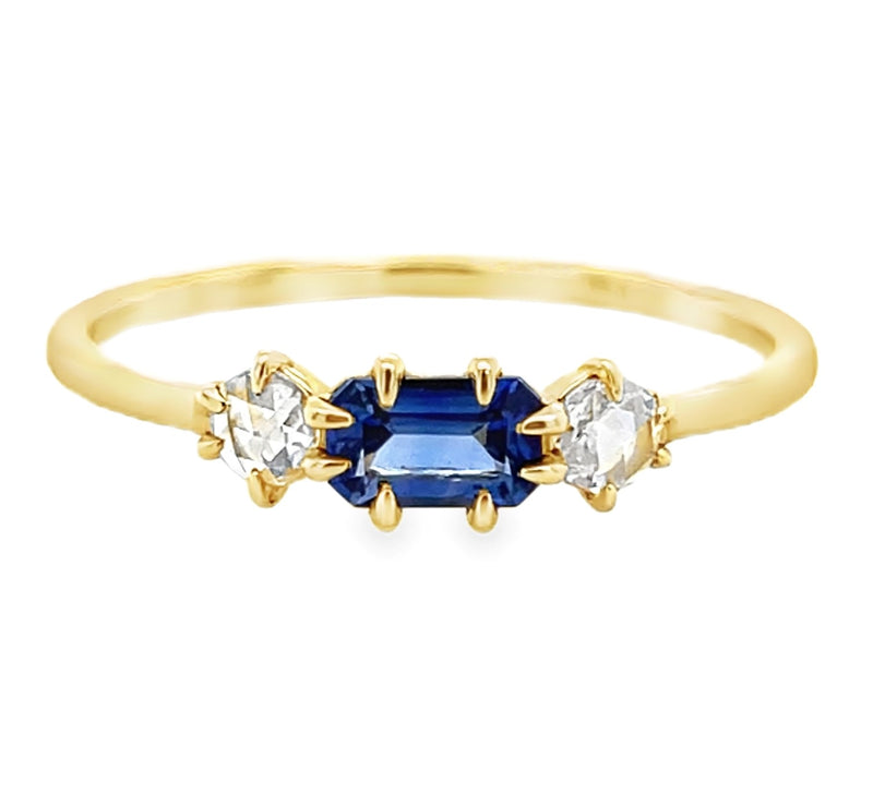 14K YELLOW GOLD SAPPHIRE AND DIAMOND RING  #200-00222