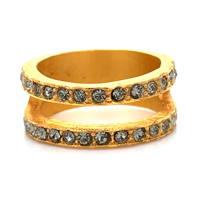 18K YELLOW GOLD PLATED MIXED METAL RING