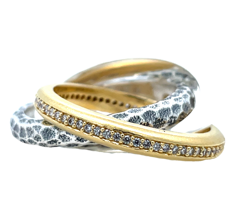 SILVER AND 24K GOLD PLATED BRASS RING