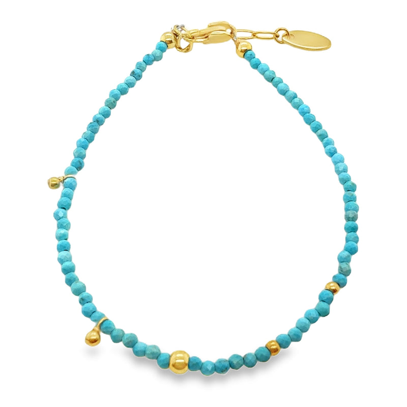 TURQUOISE BEADED BRACELET  #807-00858