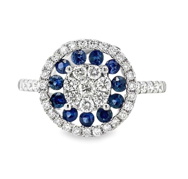 14K WHITE GOLD SAPPHIRE AND DIAMOND RING  #200-00435