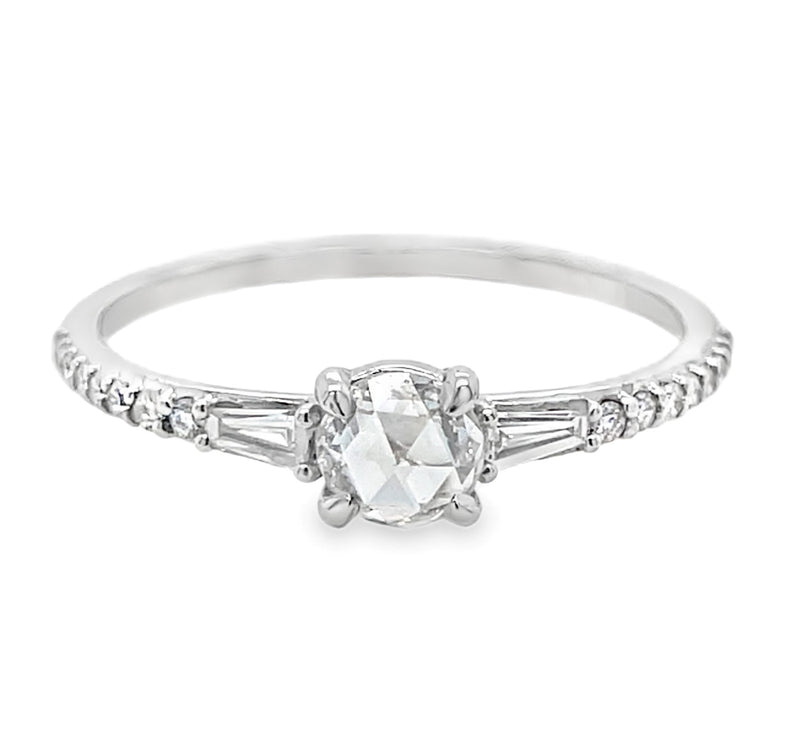 14K WHITE GOLD ROSE CUT DIAMOND RING  #100-00025