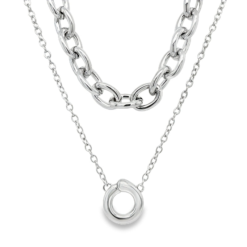 SILVER PLATED DOUBLE NECKLACE  #805-00620
