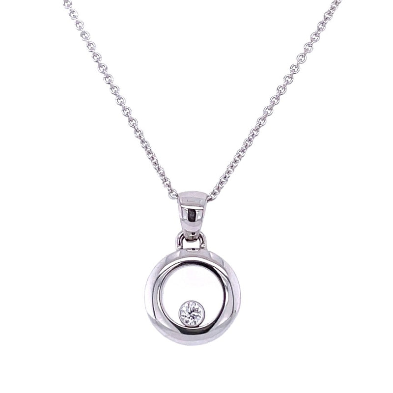 14K WHITE GOLD DIAMOND CIRCLE NECKLACE