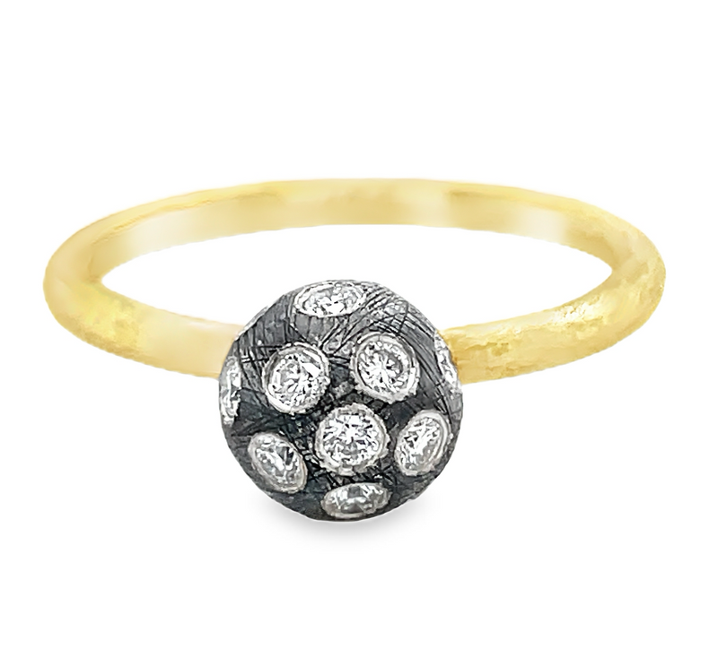 STERLING SILVER AND 18K YELLOW GOLD DIAMOND RING  #130-00026