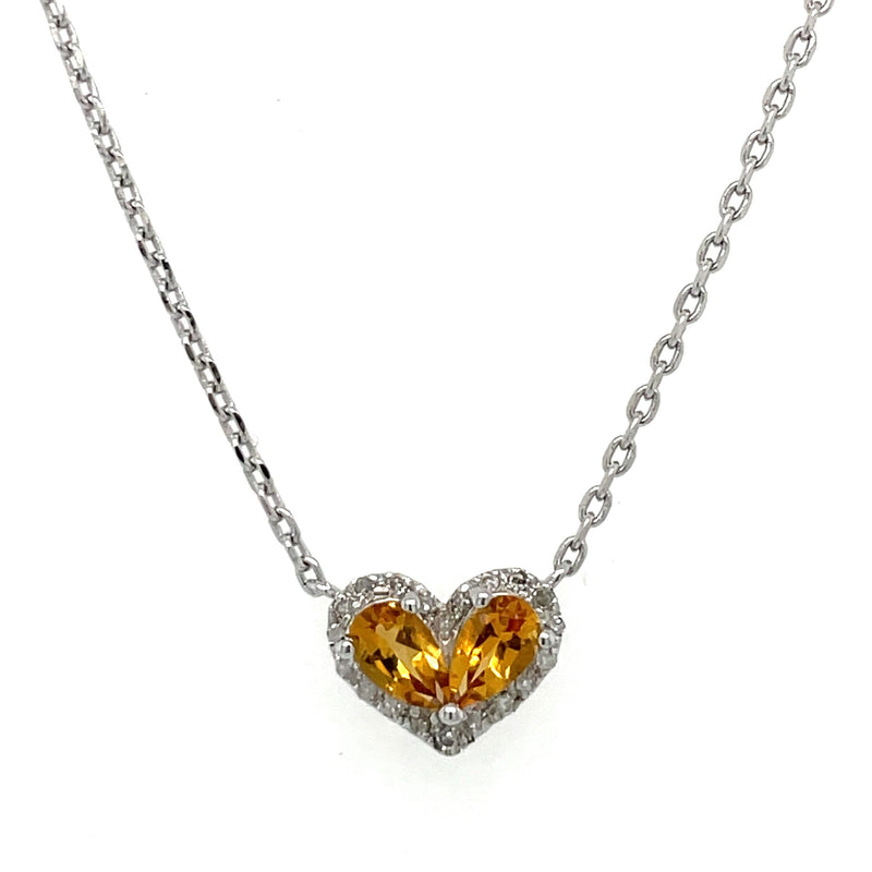 STERLING SILVER CITRINE HEART NECKLACE