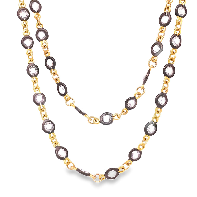 GOLD PLATED AND OXIDIZED STERLING SILVER NECKLACE  #600-00259