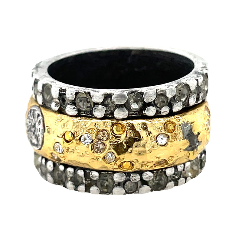 VINTAGE SILVER RING AND 24K GOLD PLATED RING