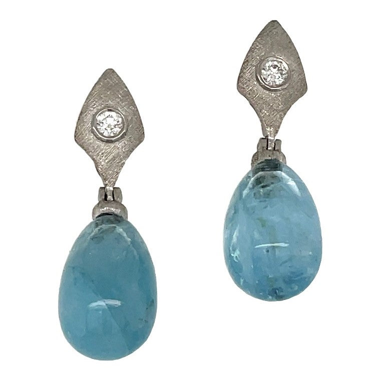 PLATINUM AQUAMARINE AND DIAMOND EARRINGS