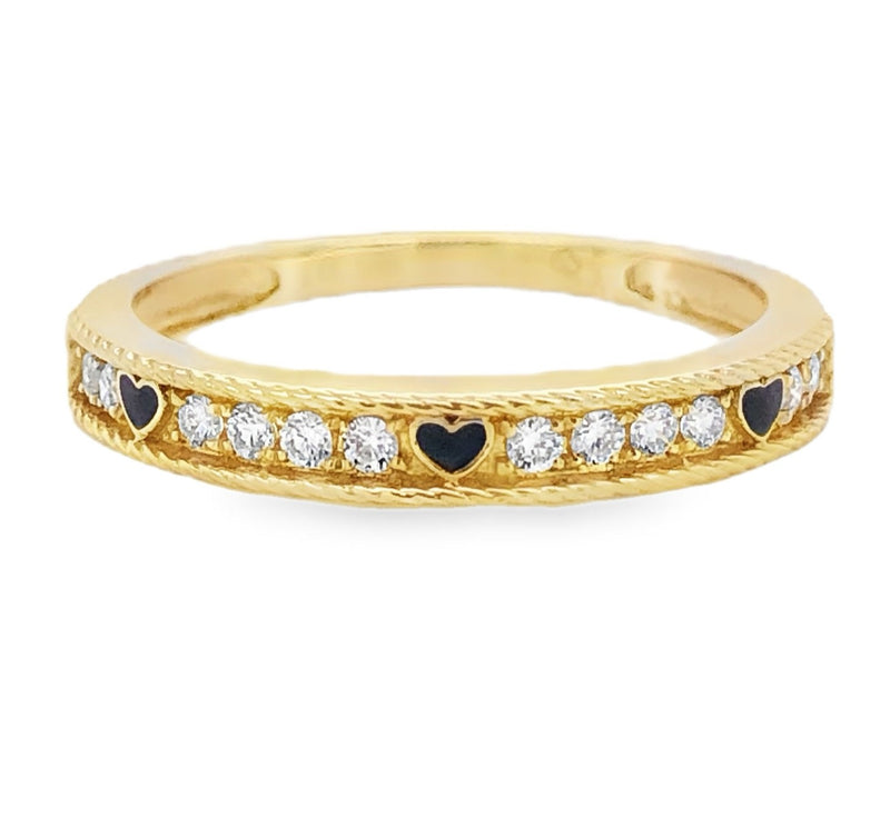 14K YELLOW GOLD ENAMEL AND DIAMOND RING  #200-00032
