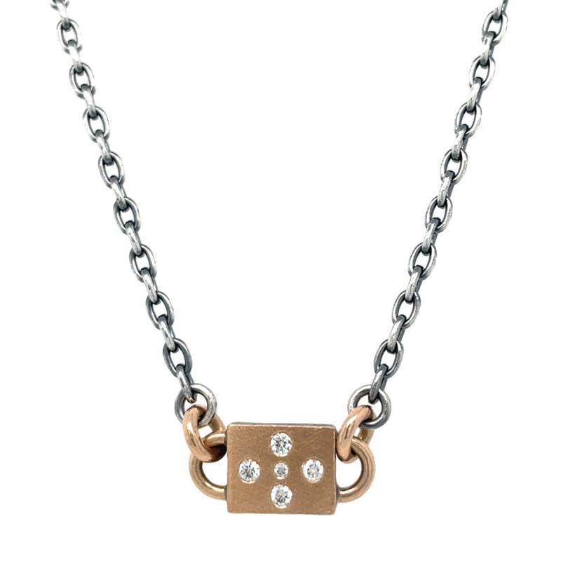 18K ROSE GOLD AND STERLING SILVER DIAMOND NECKLACE