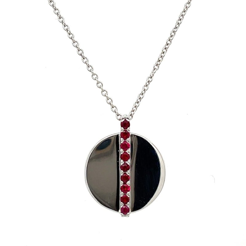 14K WHITE GOLD RUBY NECKLACE