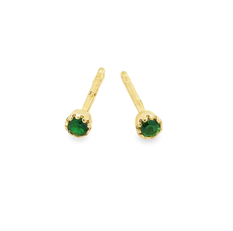 14K YELLOW GOLD TSAVORITE EARRINGS  #210-00146