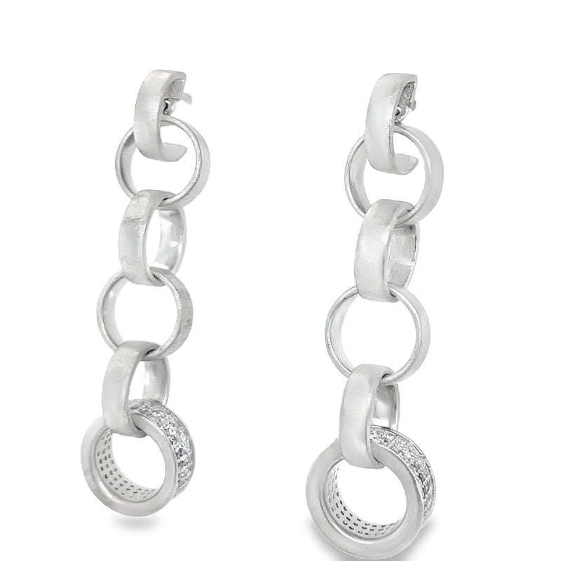 PALLADIUM PLATED BRASS WHITE TOPAZ EARRINGS  #806-00254