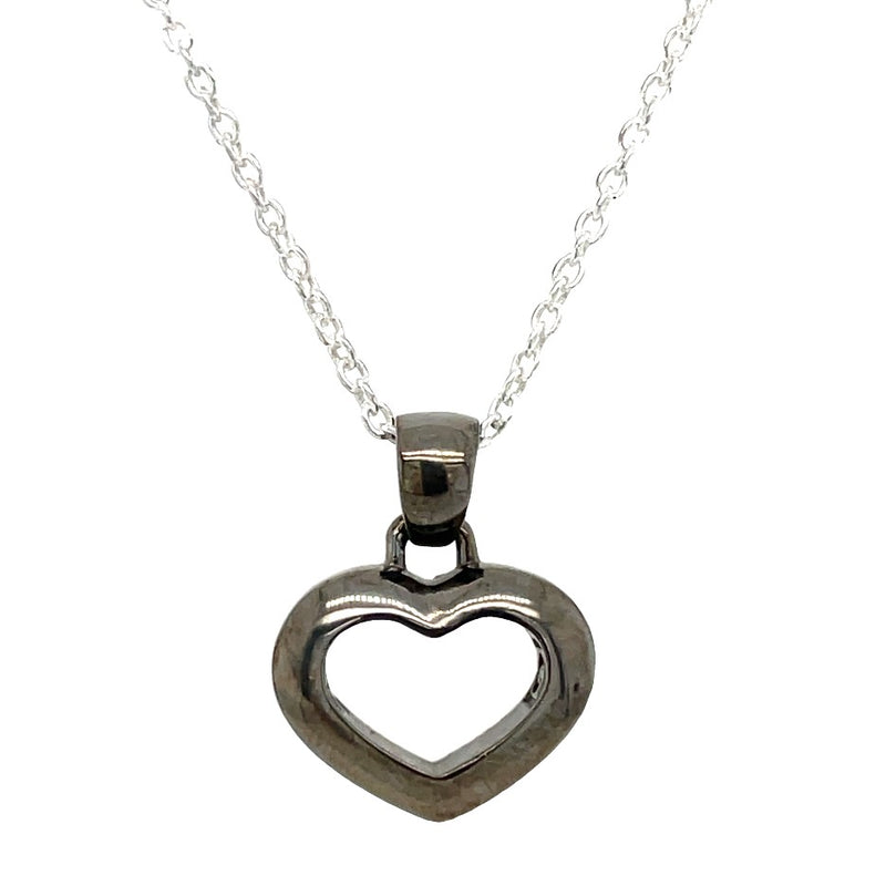 STERLING SILVER BLACK RHODIUM HEART NECKLACE