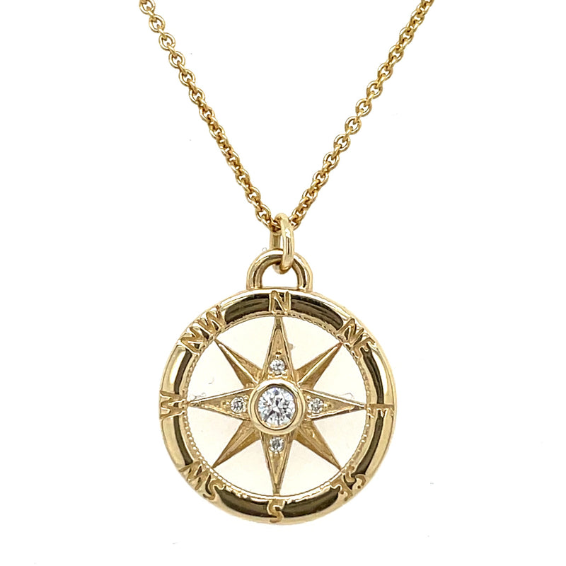 14K YELLOW GOLD COMPASS NECKLACE