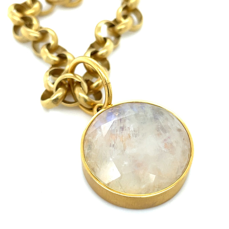 22K GOLD PLATE OVER BRASS MOONSTONE NECKLACE