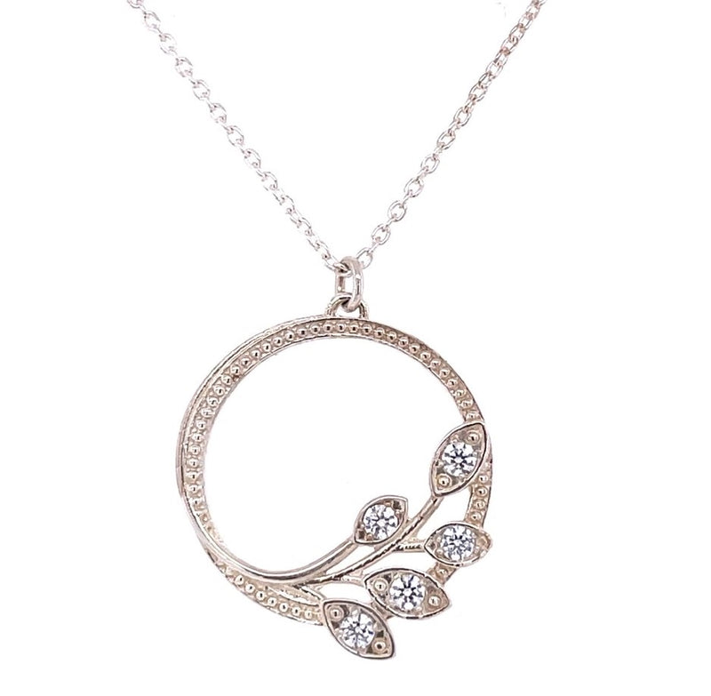 STERLING SILVER CIRCLE NECKLACE WITH CUBIC ZIRCONIA