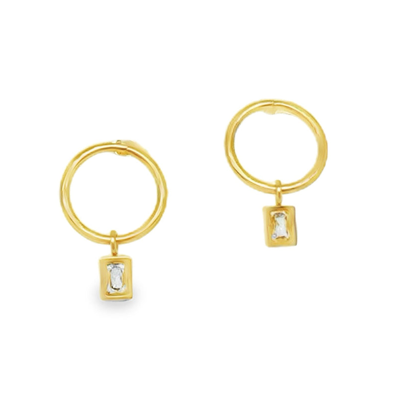 GOLD PLATED CUBIC ZIRCONIA EARRINGS.  #806-00719