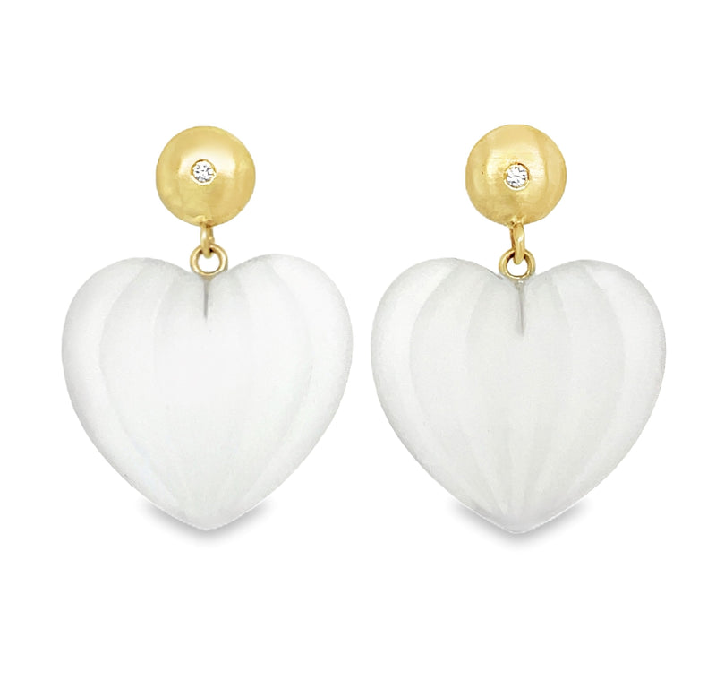 14K YELLOW GOLD QUARTZ AND DIAMOND EARRINGS  #210-00356