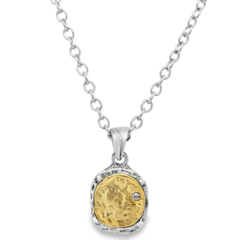 SILVER AND 24K GOLD PLATED NECKLACE  #805-00592
