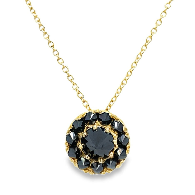 14K YELLOW GOLD BLACK DIAMOND NECKLACE  #230-00236