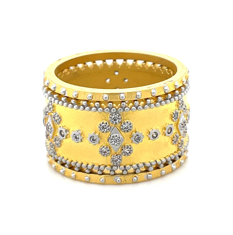 MIXED METAL YELLOW GOLD PLATED RING