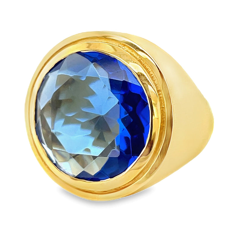 22K YELLOW GOLD PLATED BRASS RING  #808-00005