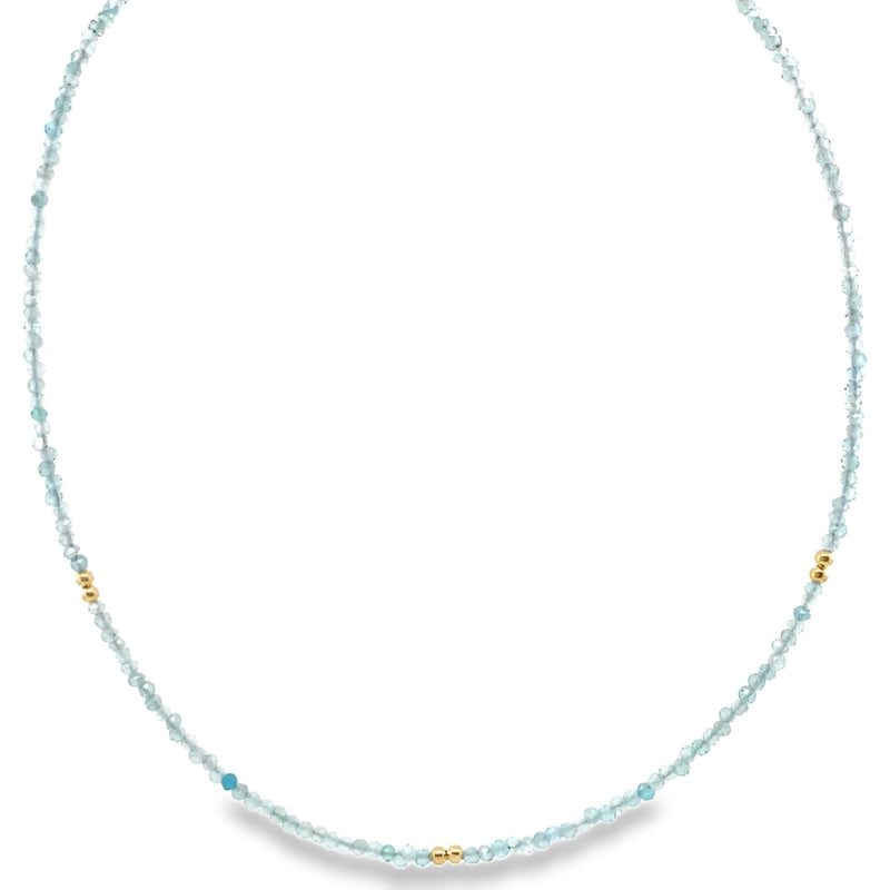 GOLD PLATED AND COLORED BEAD NECKLACE  #235-00252