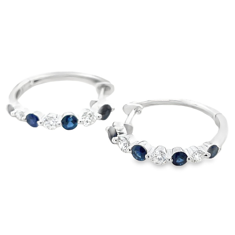 14K WHITE GOLD SAPPHIRE AND DIAMOND EARRINGS  #210-00129