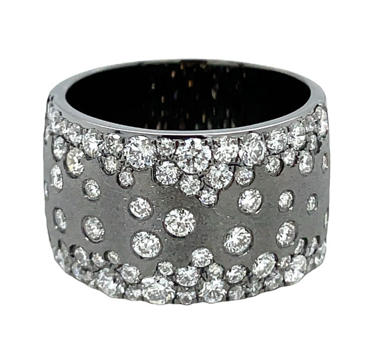 18K WHITE GOLD DIAMOND RING WITH BLACK RHODIUM  #160-00106