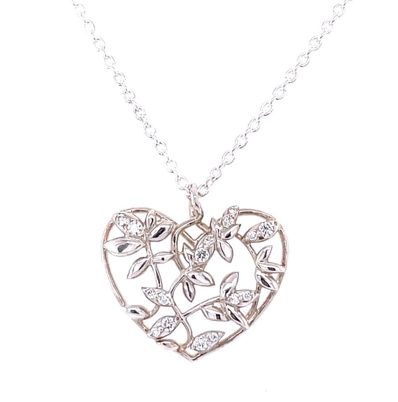 STERLING SILVER DIAMOND HEART NECKLACE  #160-00233