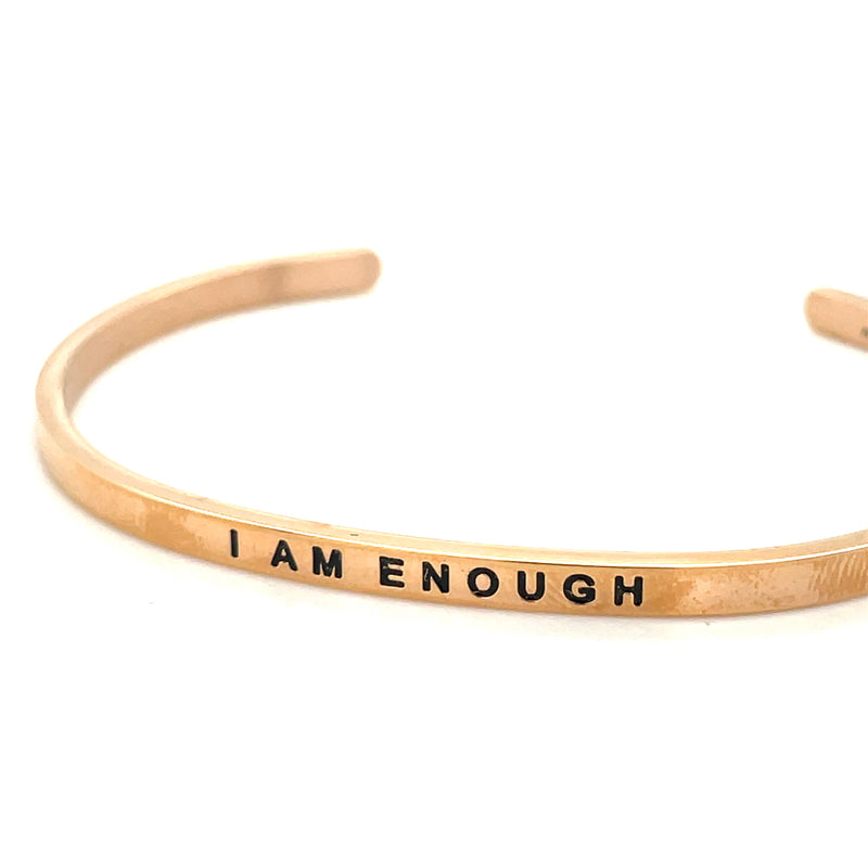 ROSE GOLD PLATED STAINLESS STEEL MANTRA CUFF BRACELET