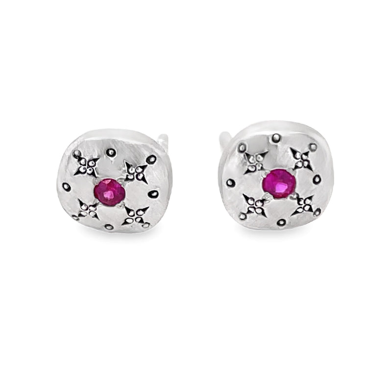 STERLING SILVER RUBY EARRINGS  #210-00052