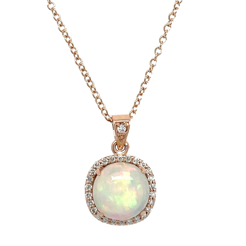 14K ROSE GOLD OPAL AND DIAMOND NECKLACE