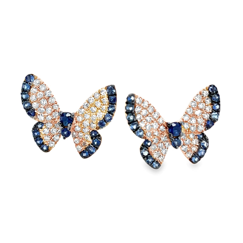 14K ROSE GOLD SAPPHIRE AND DIAMOND EARRINGS  #210-00412