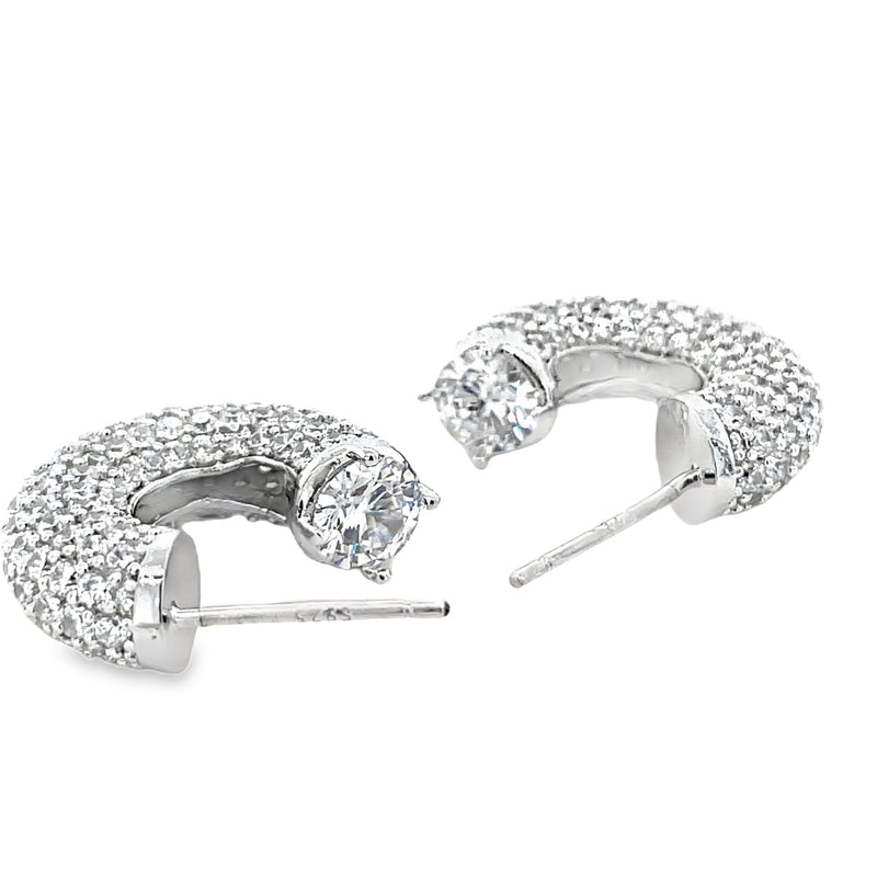 SILVER PLATED CUBIC ZIRCONIA EARRINGS  #806-00309