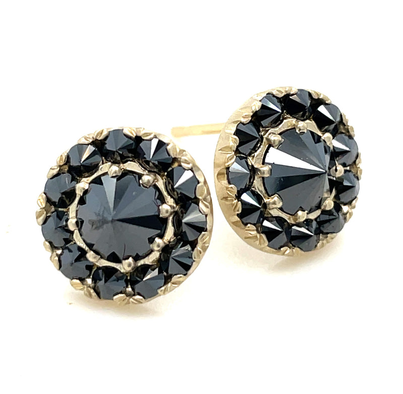 14K YELLOW GOLD BLACK DIAMOND EARRINGS