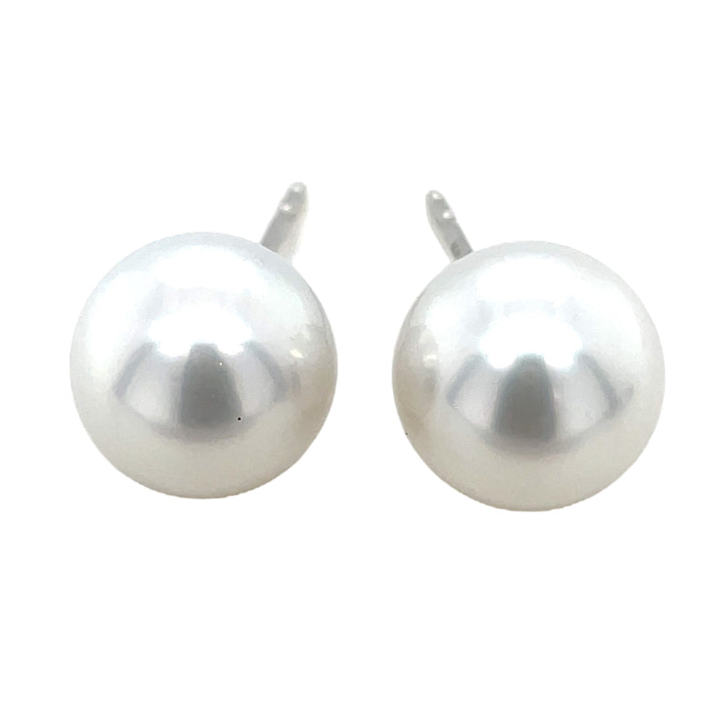 14K WHITE GOLD POST SOUTH SEA PEARL EARRINGS  #310-00014