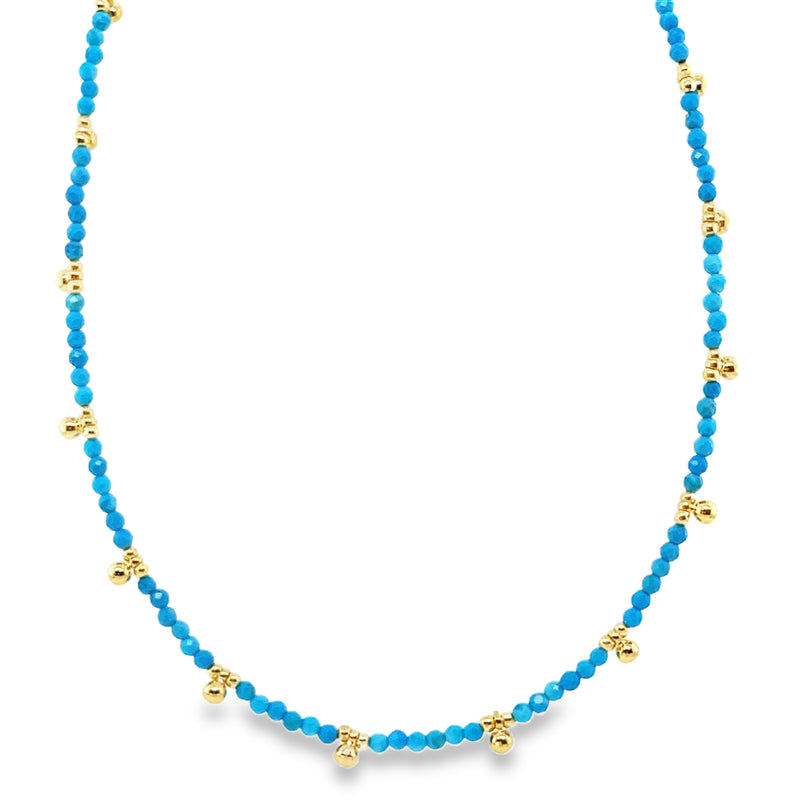 GOLD PLATED AND COLORED BEAD NECKLACE  #235-00251
