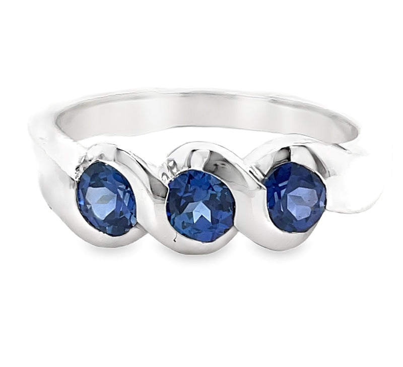 STERLING SILVER SAPPHIRE RING  #200-00349