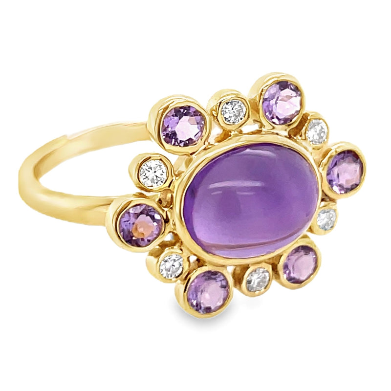 14K YELLOW GOLD AMETHYST AND DIAMOND RING  #200-00094